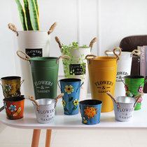 American country Tin Flower bucket flower pot bucket creative small high barrel home decoration flower arrangement Florist flower arrangement