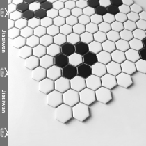 Nordic simple small hexagonal mosaic tile background wall bathroom wall Bathroom kitchen black and white ceramic puzzle