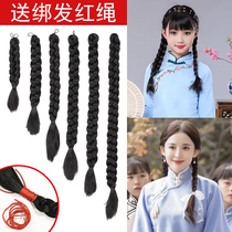 Square dance long twist braids big thick red army wig braids children dance small braids Republic of China performance short braids women