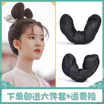 Long song line Li Leryan same wig bag ancient costume Tang style double hair bun headdress ancient style Hanfu wig shape female