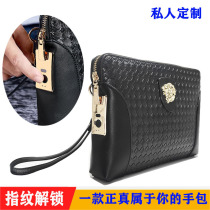 New Men's Handbag Smart Fingerprint Unlock Woven Anti-theft Handbag Joker Fashion High-end Casual Handbag