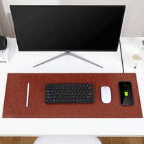 15W mobile phone wireless charging office desk pad thick leather surface keyboard pad lock edge waterproof non-slip bottom mouse pad
