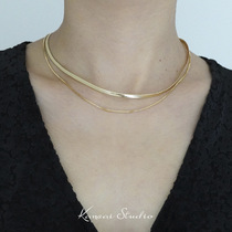 New gold double layer snake bone necklace high-end simple light luxury niche design sense temperament fine choker