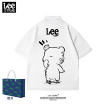 Lee SEBON flagship store co-branded bear mens t-shirt short-sleeved fun printing summer tide brand pure cotton POLO shirt