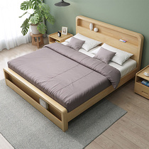 Nordic solid wood bed 1 8 m double bed master bedroom modern simple 1 5m economical simple storage high-end furniture