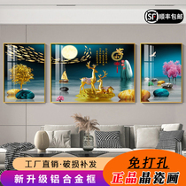 New Chinese living room decorative painting triptych painting light luxury modern sofa background wall muralist and rich Crystal porcelain hanging painting
