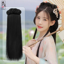 Hanfu wig integrated lazy hair hoop ancient costume Ming manufacturing hand disabled hair bag ancient style hair bun all-round full head cover