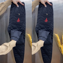 Winter mens down cotton pants Northeast outdoor light and thin warm trousers wind and cold slim-fitting trousers