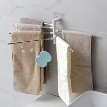 Space-saving kitchen hanging towel rack rotating non-perforated bathroom rag rack pole toilet hanging face handkerchief