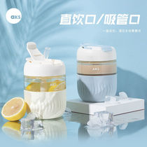 Heart pomelo glass straw cup high temperature high value childrens female summer water cup ins wind portable coffee cup cute