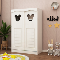 Increase childrens wardrobe Mickey cartoon simple bedroom assembly cabinet economy double door hanging wardrobe