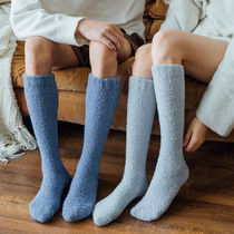 Calf socks coral velvet tube autumn and winter plus velvet thickened warm long tube sleep home high floor pure socks children