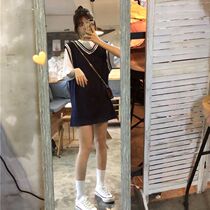  Summer 2019 new Korean boyfriend style loose sleeveless dress mid-length wild student vest skirt female