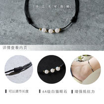 Transfer beads White Cats Eye Stone red rope bracelet 1 simple Mori temperament student girlfriends couple anklet female gift