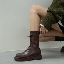 Goddess seconds big long legs thick soled boots Martin boots English wind increased brown Net red thin boots pad