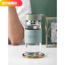 Glass portable mini cute water Cup ins hipster simple Moren girl student Cup with lid