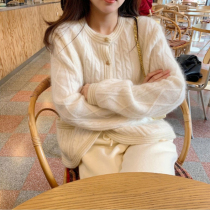 Early autumn knitted cardigan 2021 early autumn mohair White gentle loose Joker lazy sweater women wear