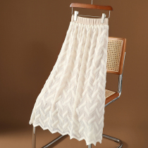 Knitted skirt on two sides autumn and winter New long lace a-shaped hip skirt high wool thick winter skirt