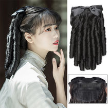 Qianxin silk ponytail wig female Republic of China style retro wig court curls simulation bow Roman scroll Princess