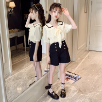 Girl Clothing Trendy Suit Foreign Air 2022 New Little Girl Short Sleeve Snowspun CUHK Childrens Summer Two sets