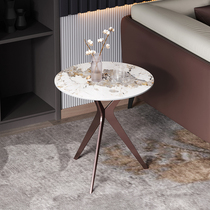 Light luxury Rock board sofa side cabinet side table living room coffee table modern simple corner table table bedside small round table