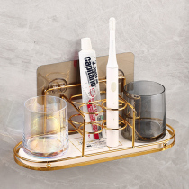 Light Extravagant 2022 New Punch-Free Toothbrush Shelf Wall-mounted Toilet Toothpaste Toothbrushing Cup Gargling Cup Shelf