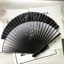 Antique black bone fan folding fan 10 inch Chinese custom Chinese clothing accessories women carry-on boys domineering disco fan