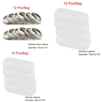12pcs Replacement Stainless Steel Canning Lids Silicone Band