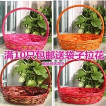 Fruit basket for fruit gift handheld blue woven basket fruit basket gift package fruit basket gift picnic portable