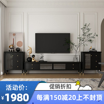 Nordic Changhong glass light extravagant TV Audiovisual Cabinet Side Cabinet Solid Wood TV Cabinet Small Family Type Retro Web Red style