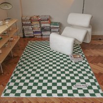 (Bruroman rhymes) Retro plaid green Chessboard Lattice living room Carpet cloakroom Bedroom bedside mat