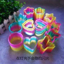Childrens magic show colorful luminous rainbow circle stretch telescopic elastic pull ring plastic spring toy