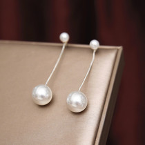Sauveiv ~ super high-class feeling ~ big pearl earrings new retro long earrings temperament sterling silver earrings female