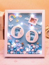 Baby one year old souvenir creative one year old hand foot print Baby Full Moon hand foot print fetal hair commemorative frame