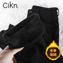 Black velvet jeans women winter 2021 New Women pants thick velvet high waist slim straight pipe pants