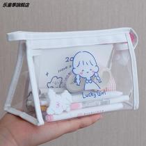 Transparent large capacity pencil bag Female ins Japanese girl simple junior high school girl cute sense stationery box