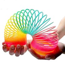  Large Number Rainbow Circle Magic Plastic Stack Lap Spring Circle Toy Luminous Elastic Pull Ring Adult Children Tours
