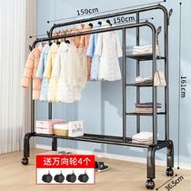 Floor hanger Hanger Office net red Household bedroom widened wrought iron shelf Simple parallel bar multi-function