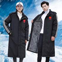 Li Ning sports cotton clothes men long 2021 Winter plus velvet padded knee cotton coat National team sports clothes