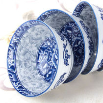 Chinese blue and white porcelain rice bowl plate set vegetable plate household tableware instant noodles bowl ceramic soup bowl soup spoon dish dish