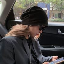 Self-closing hat Net red fried street hat Womens four seasons wild wool hat thin Baotou hat Korean version of the tide Japanese knitted pile