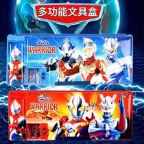 Ultraman stationery pencil box Multi-function with rotary pen knife Primary school boy children kindergarten with sharpening pen roll pen