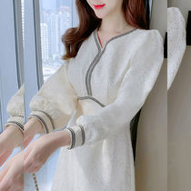 French small fragrance style small temperament age reduction socialite dress 2021 autumn and winter sequins long sleeve small skirt