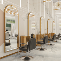 Hairdresser special mirror single-sided red barber shop mirror with LED lights tide hair salon cut cosmetic mirror