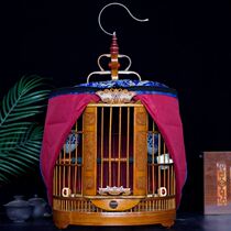 Outdoor wooden large bird cage Bamboo wooden round bird cage Bird cage Small small parrot full set of starlings