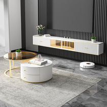Modern minimalist TV cabinet suspended light and extravagant rock plate narrow living room tea table combined small family type suspended wall-mounted cabinet
