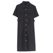 Temperament Imperial sister fan dress female 2021 new academic style solid color waist thin shirt skirt long tide