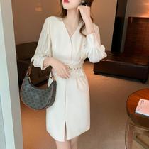 2021 spring dress new design sense niche waist skirt light luxury yuan temperament dress female slim