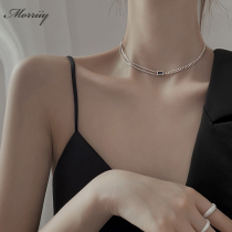 Premium sense sterling silver square necklace womens ins hip hop light luxury niche design sense choker choker collarbone chain cool