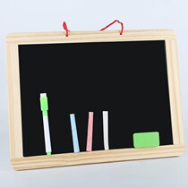 Home teaching solid wood children double-sided small blackboard hanging magnetic writing board White drawing board erasable chalk holder type